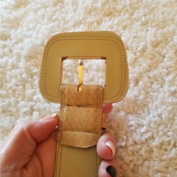 Vintage Laura Gayle Ivory Snakeskin Belt  Medium - Picture 5 of 9